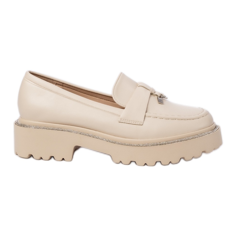 Naisten ekologisen nahkaleipät reunoilla beige