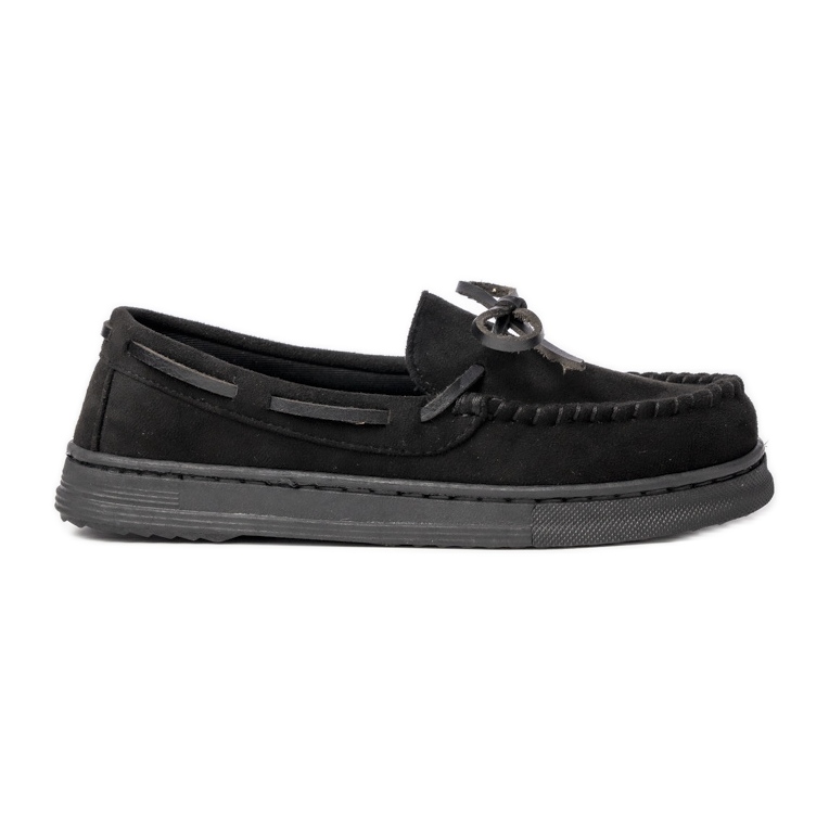 Naisten musta mokkanahka -mokkasiinit keulalla