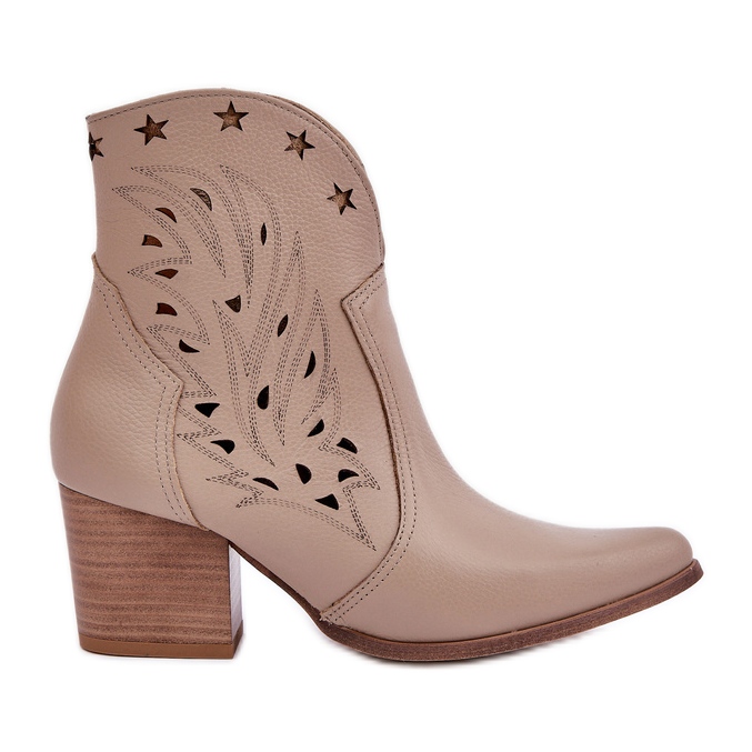 Lewski Shoes Openwork Leather Cowboy -saappaat Lewski 3613 -pylväässä tumma beige