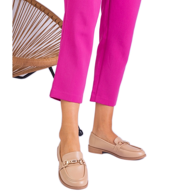 Beige naisten leipomot, joissa on kultainen sisustus ja zirkonit