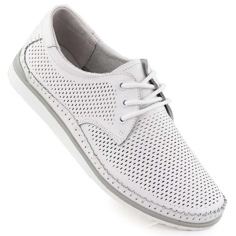 Nahkakengät rei'itetyt, mukavat valkoiset T.sokolski W25-01 valkoinen