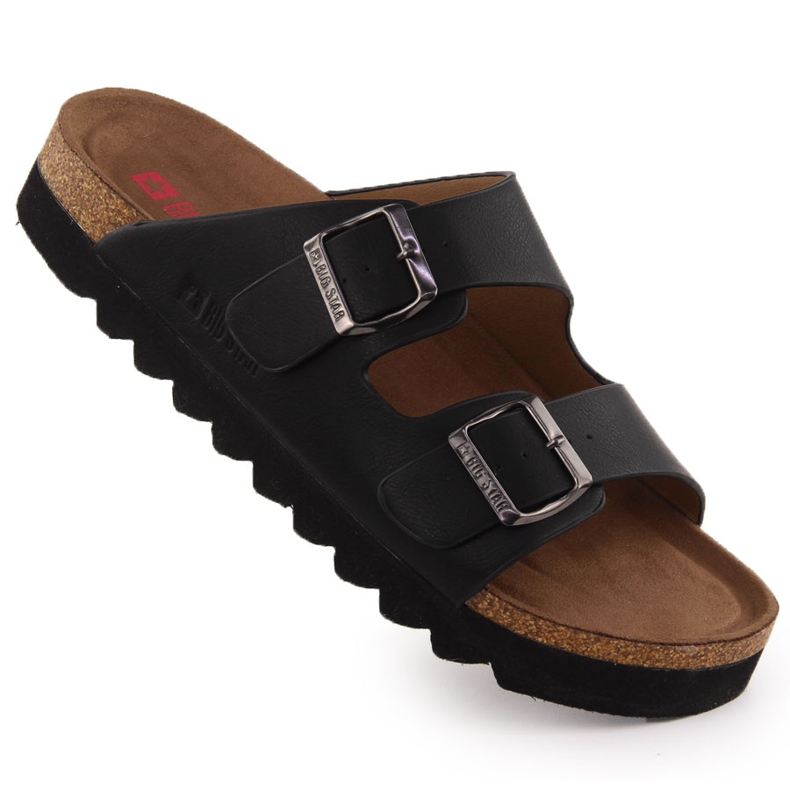 Miesten flip -flopsit säädettävät mustalle solkille Big Star NN174531