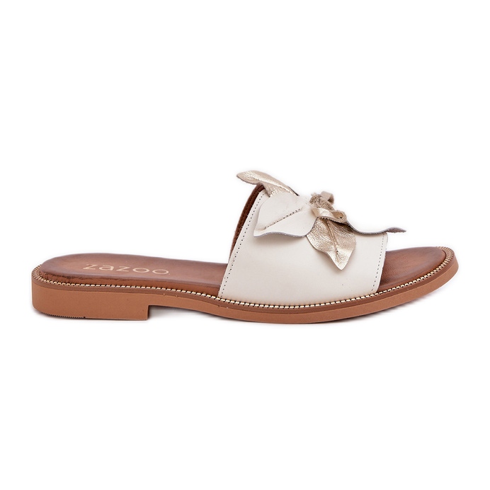 Tossut, joissa on koristelu luonnonahka zazoo 3667 valkoinen