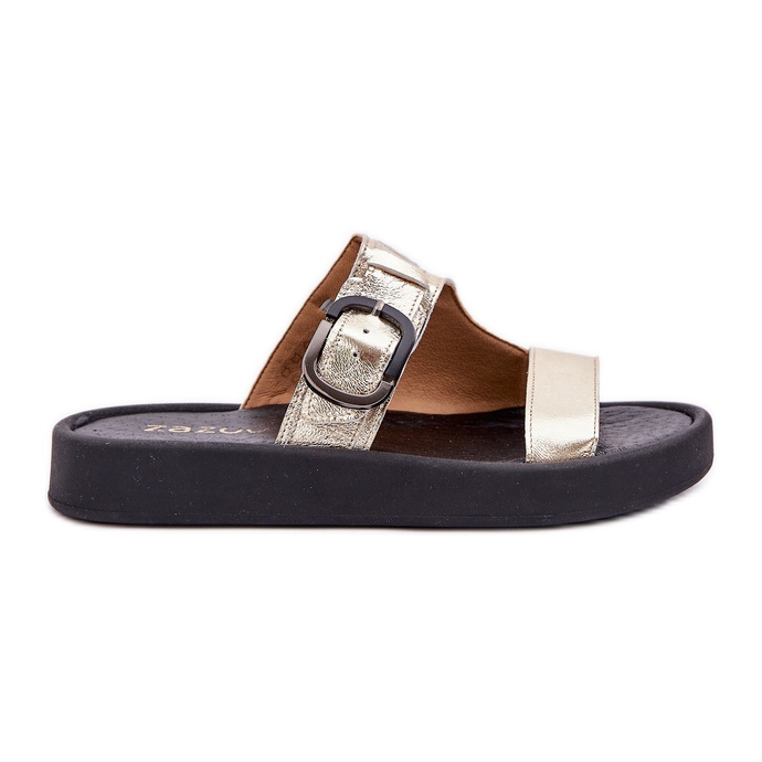 Naisten nahkatohvelit Zazoo 3024 Zloty -alustalla kultainen