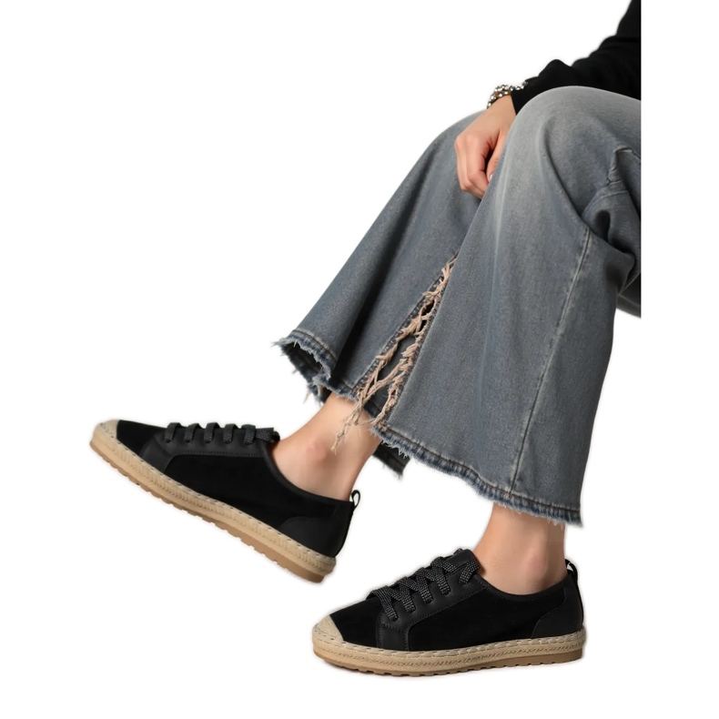 Naisten espadrilles noir pitsi musta