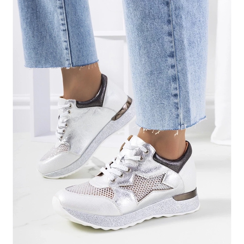 D/GMR Valkoiset metalliset urheilukengät pitsi -lenkkarit Openwork Torres valkoinen