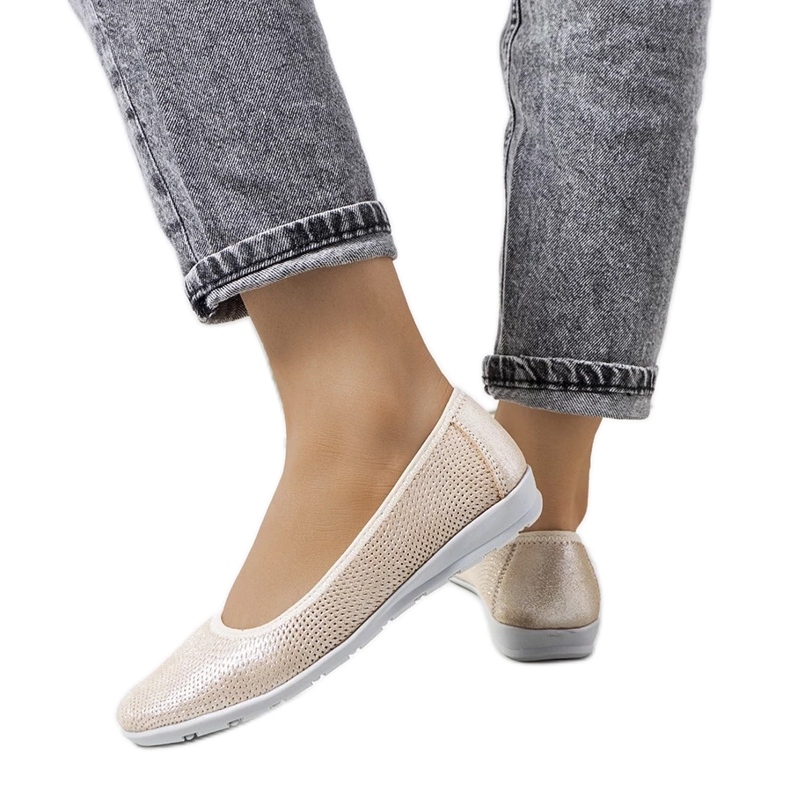 D/GMR Beiget nahkaiset Elmas ballerinat