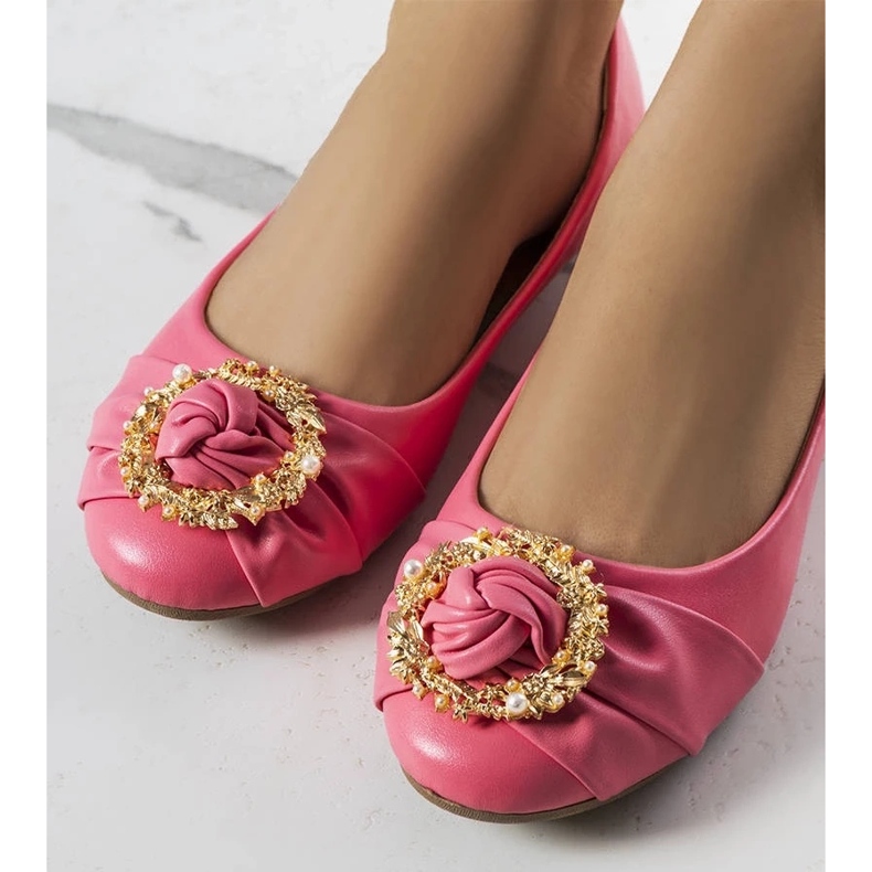 D/GMR Antoinette vaaleanpunaiset ballerinat kultakoristeilla vaaleanpunainen