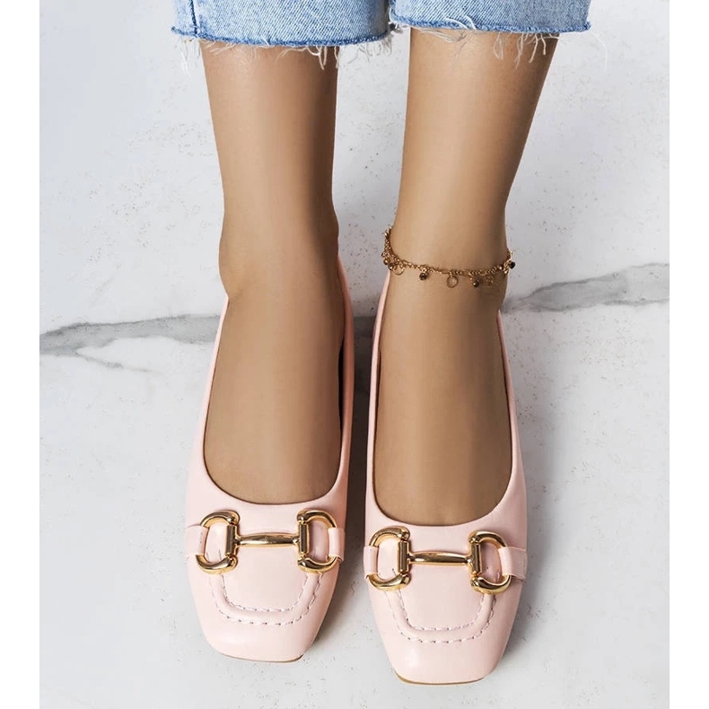 D/GMR Iriksen vaaleanpunaiset balerinat kultakoristeilla vaaleanpunainen