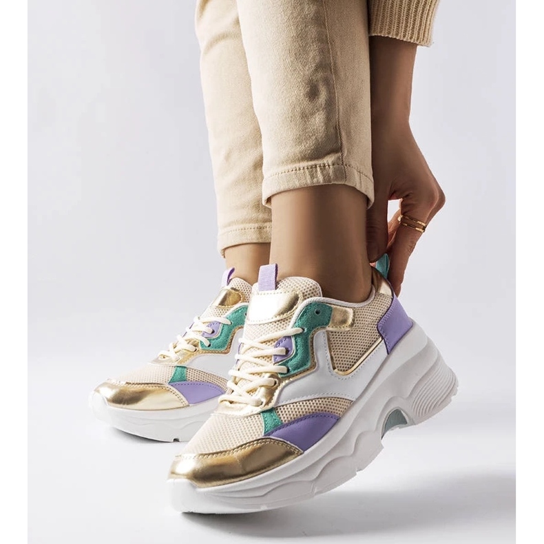 D/GMR Naisten valkoiset ja kultaiset lenkkarit Séguinilta kultainen