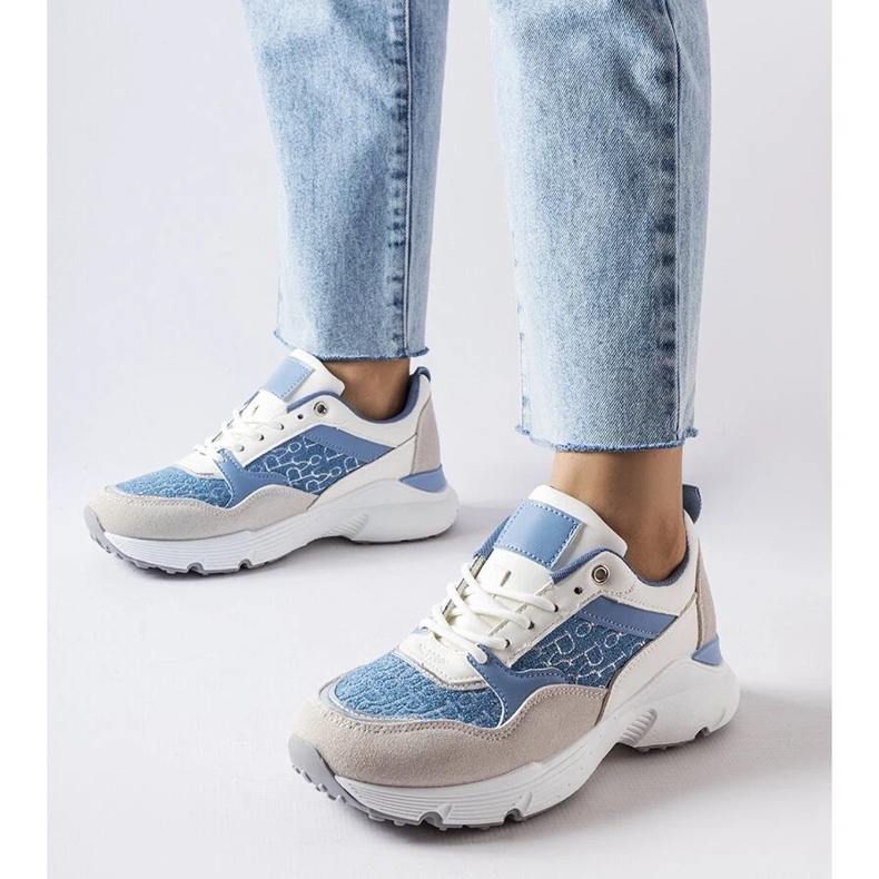 D/GMR Sinivalkoiset Rion kengät hopeisilla yksityiskohdilla harmaa