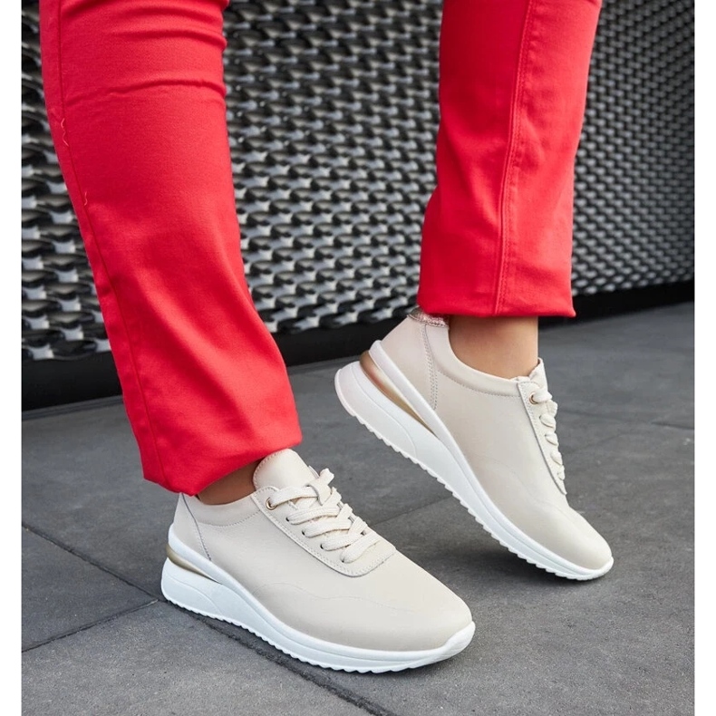 D/GMR Federicon beige-nahkaiset kiilalenkkarit