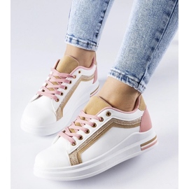 D/GMR Valkoiset ja vaaleanpunaiset lenkkarit Mayfield -alustalla kultaisilla elementeillä valkoinen