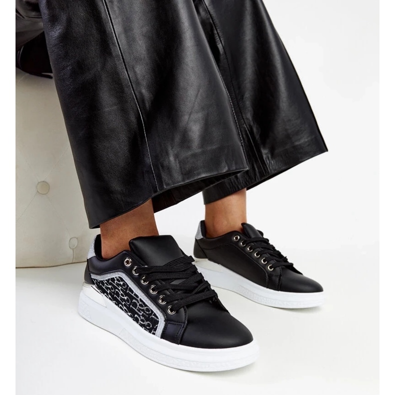 D/GMR Mustat alustalenkkarit Fekete glitterillä