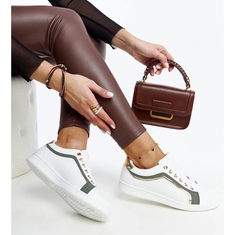 D/GMR Valkoiset ja vihreät lenkkarit Amala alustalla valkoinen