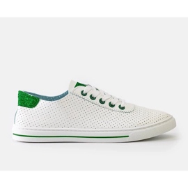 Naisten valkoiset rei'itetyt lenkkarit pitsi -lenkkarit valkoinen