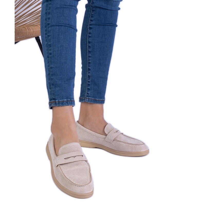 Beige Classic Openwork Leafers from Ekozamsz