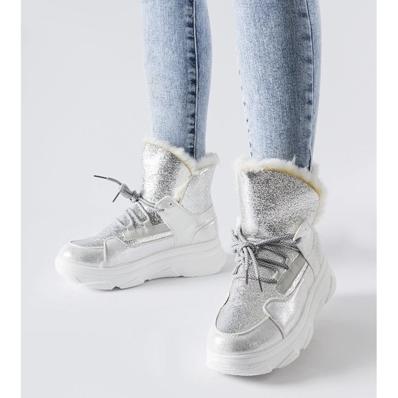 D/CEO Valkoiset ja hopeiset eristetyt Stringer-lumisaappaat hopea