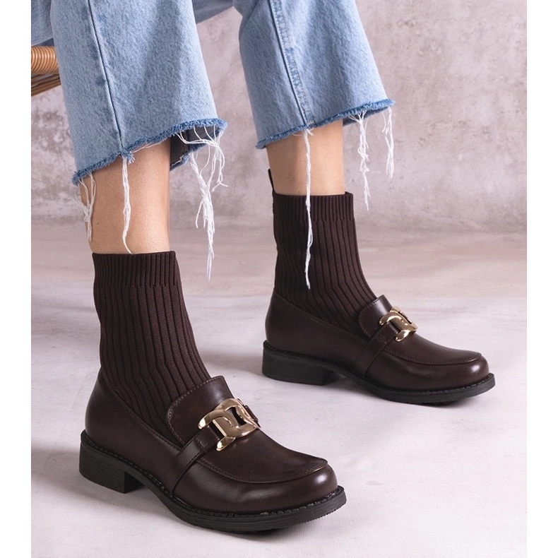 D/CEO Ruskeat saappaat, joissa kangaspäällinen, by Krisa