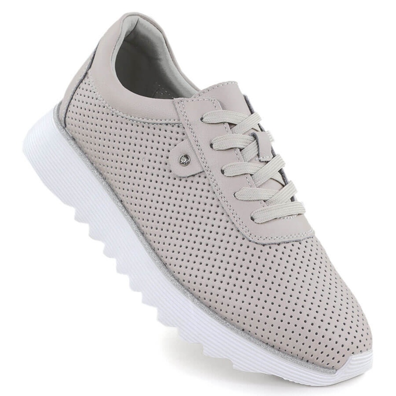 S.Barski Naisten nahkaiset kengät Openwork Platform Beige S. Barski LR51-629