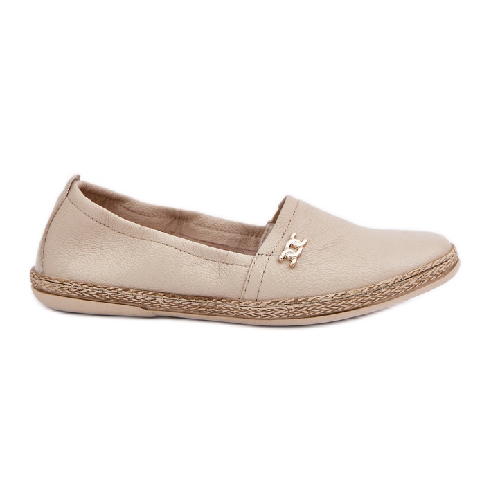 Tyylikäs nahka Espadrilles Naisten Zazoo 10177 beige