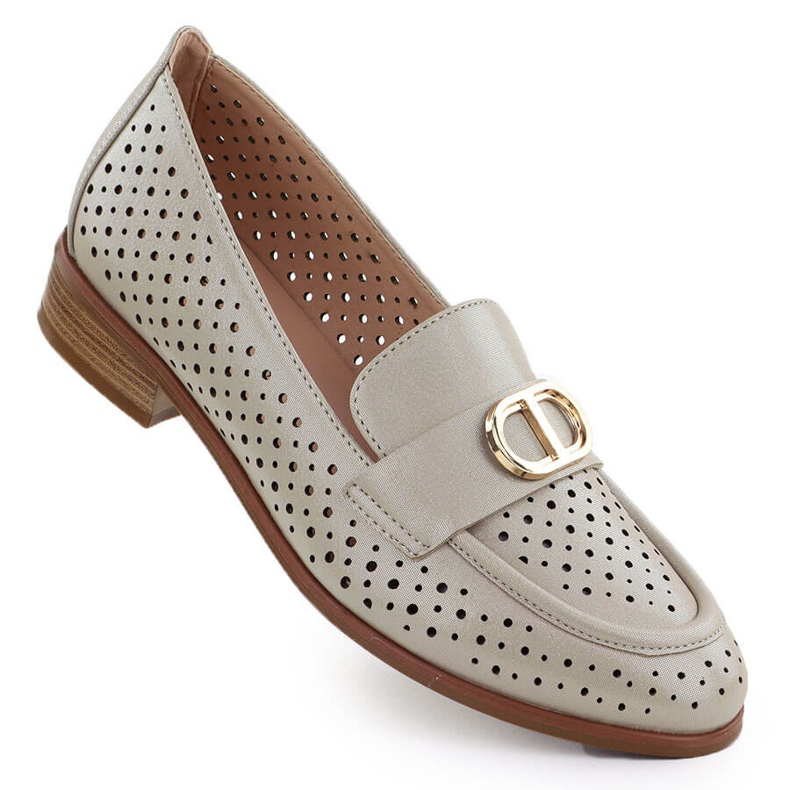 Naisten kengät Openwork Golden Leafers Vinceza 58516 kultainen