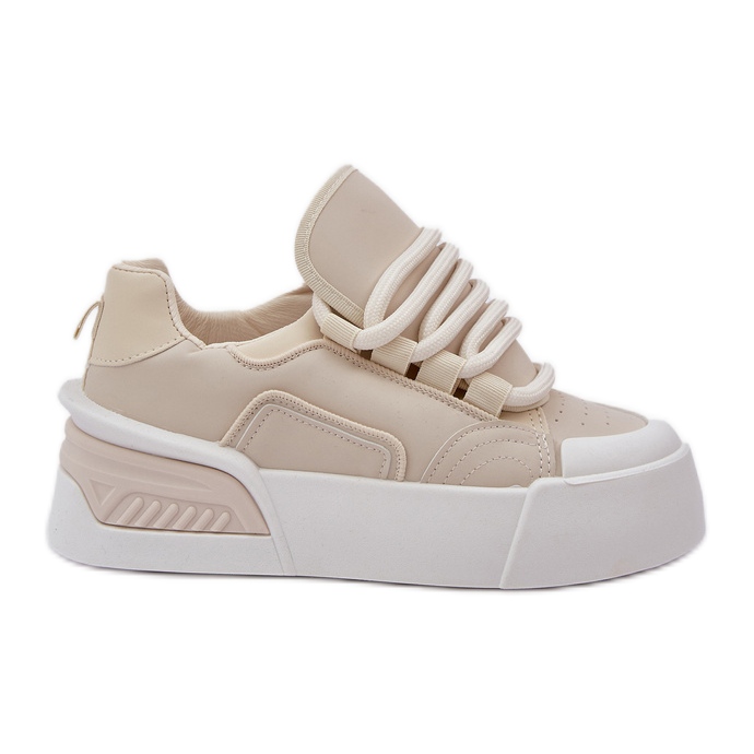 Naisten lenkkarit, joissa on paksut nauhat lavalla beige