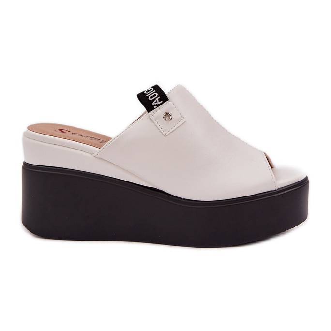 Tohvelit lavalla ja kiila Eco White Leather valkoinen