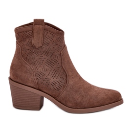 S.Barski Cowboy Boots for Eco Castle Openwork Smart S. Barski Hy51-061 Dark beige