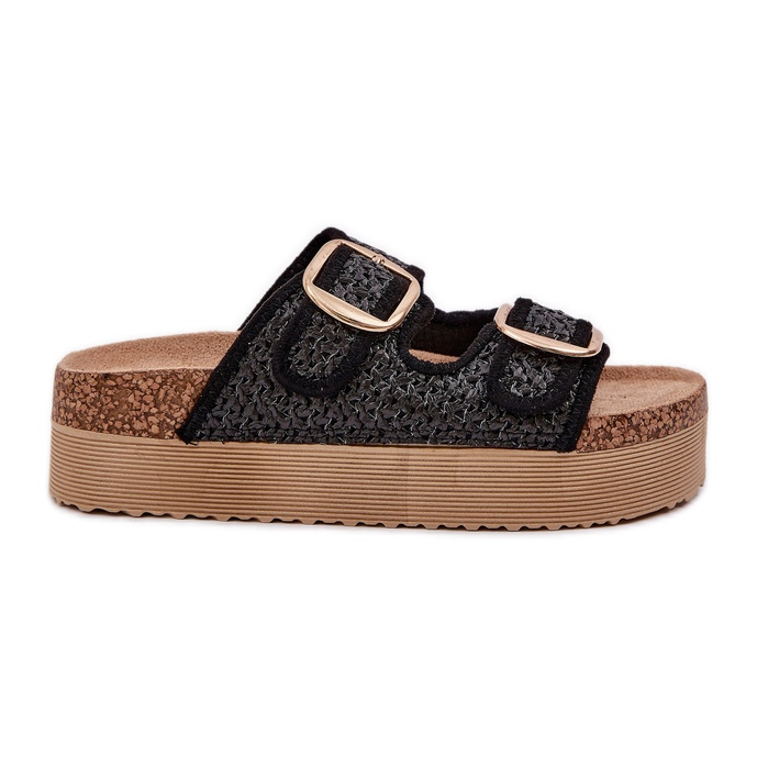 Tossut punoksella ja soljilla massiivisella alustalla musta