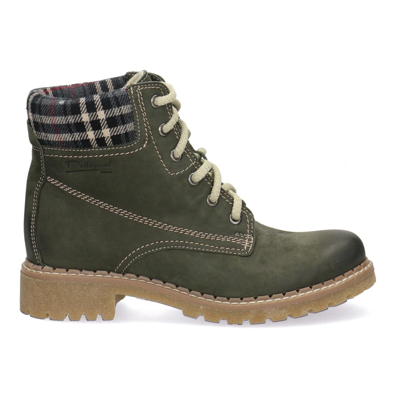 Polbut Kiinteät nahkaiset naisten saappaat Pollenus Green 5-0739-007 vihreä