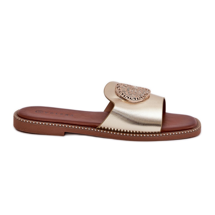 Eco Leather Flat -Pested Flip Flops, jossa on kultainen sisustus