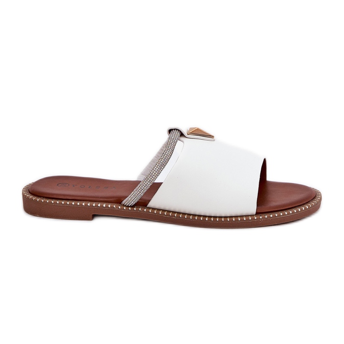 Eco Leather Flat -Pested Flip Flops koristeellinen hihna valkoinen