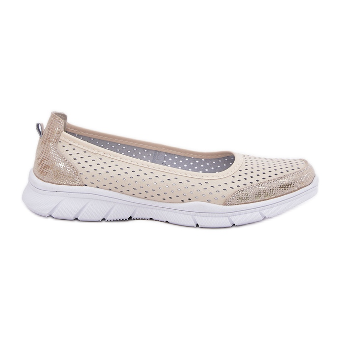 Nahkainen avoimuus Vinceza Ballerinas 95323 Beige