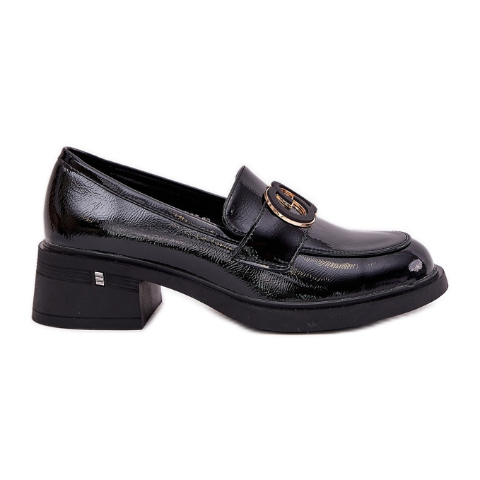 Maalattu nahka korkean korotetut leipät Vinceza 18102 Musta