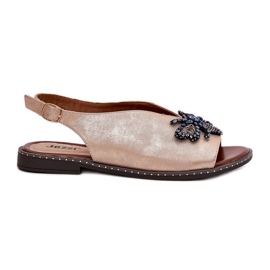 Jezzi Kiiltävät naisten sandaalit, joissa koriste on litteä vaaleanpunainen kulta Jezzi Kiiltävät naisten sandaalit, joissa koriste on litteä vaaleanpunainen kulta