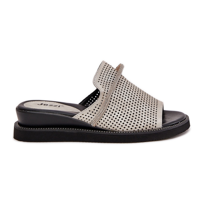 Jezzi Naisten kiilat koristeellisella hopeahihnalla harmaa