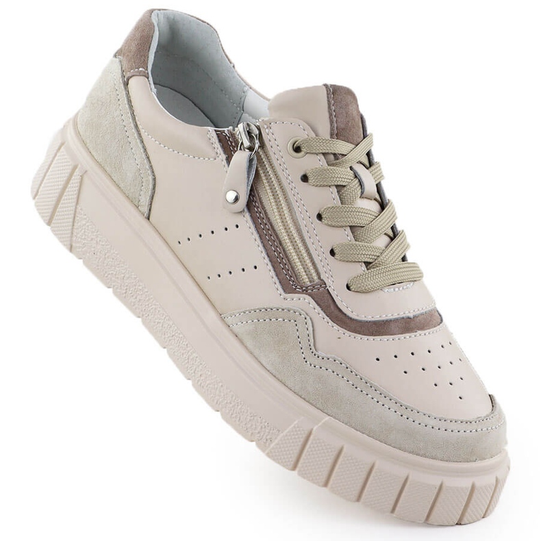 Nahka -lenkkarit Filippo DP6862 Beige -alustalla