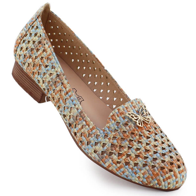 Naisten avoimet kengät matalalla korkokengillä Beige M. Daszyński SA222-3