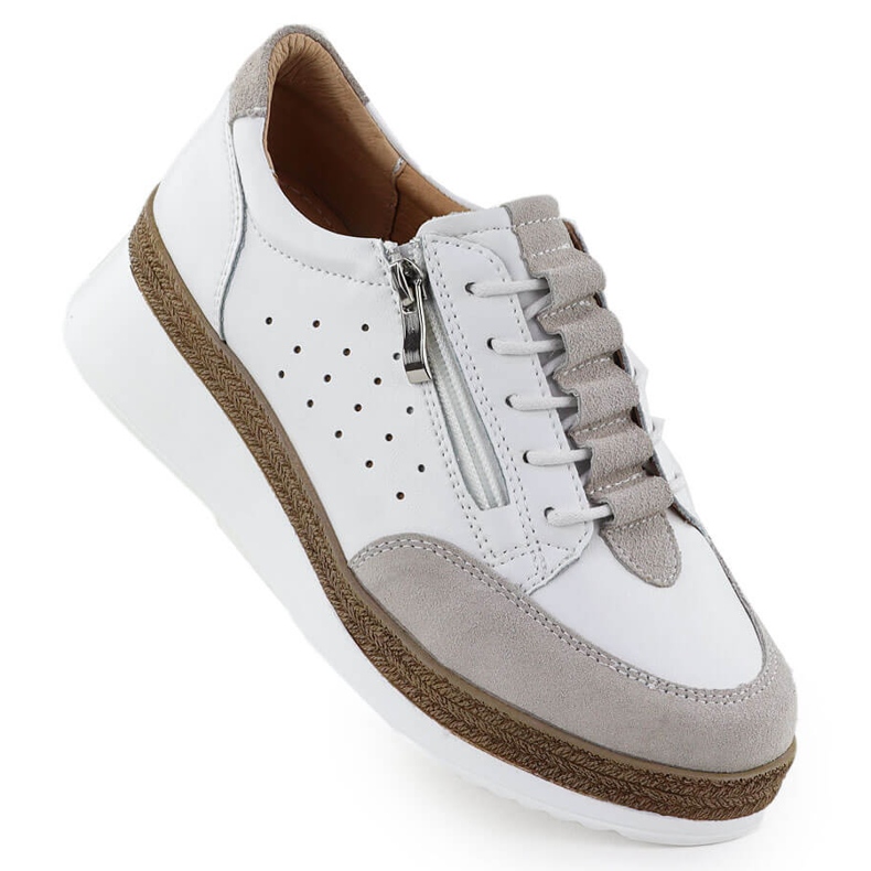 Naisten nahkaiset kengät valkoisille kiiloille T.Sokolski W25-202 valkoinen