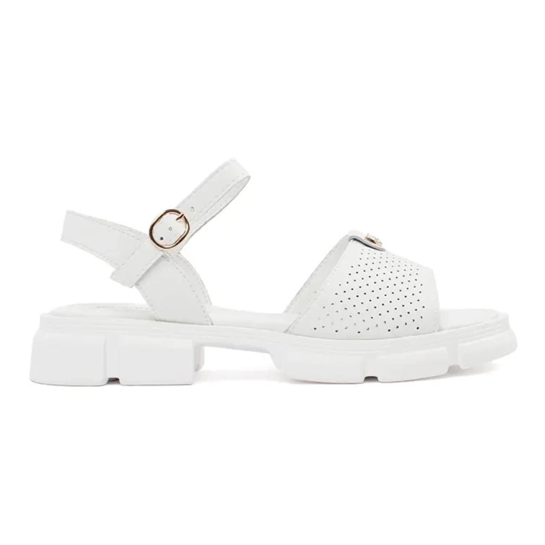 Goodin Valkoiset avoimet naisten sandaalit lavalla koristeella valkoinen