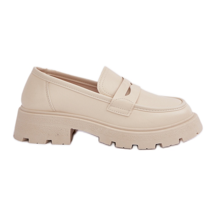 Naisten Eco-nahkaiset mokasiinit, vaalea beige