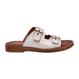 Nahkainen litteä flip flops zazoo 3020 zloty zloty pyyhkitty kultainen