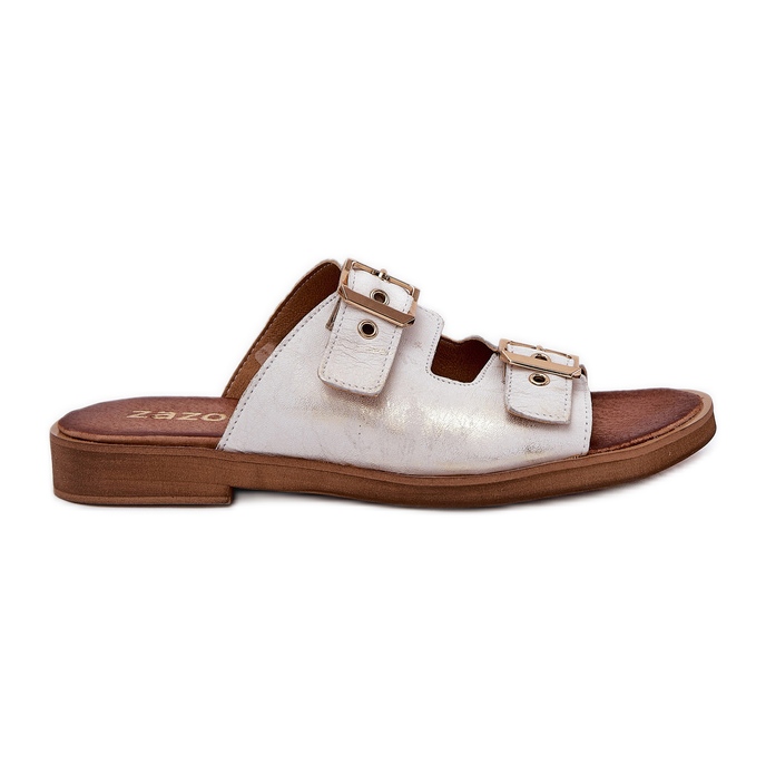 Nahkainen litteä flip flops zazoo 3020 zloty zloty pyyhkitty kultainen