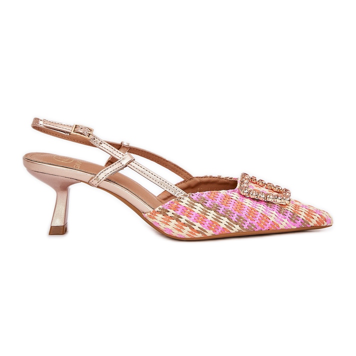 Korkokengät koristeella ja vanhentuneella samppanjakannalla monivärinen