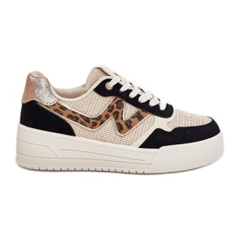 Naisten urheilukengät laiturilla Leopard Print musta