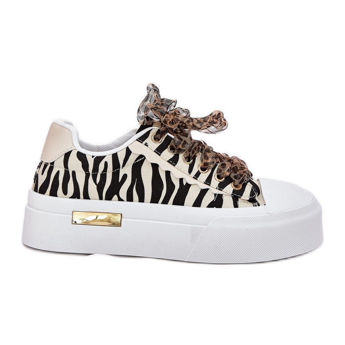 Naisten lenkkarit koristeellisilla nauhoilla mustalla ja beigellä