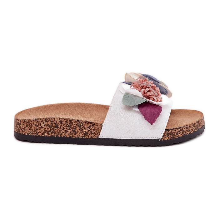 Naisten flip flops kukilla korkkilavalla valkoinen