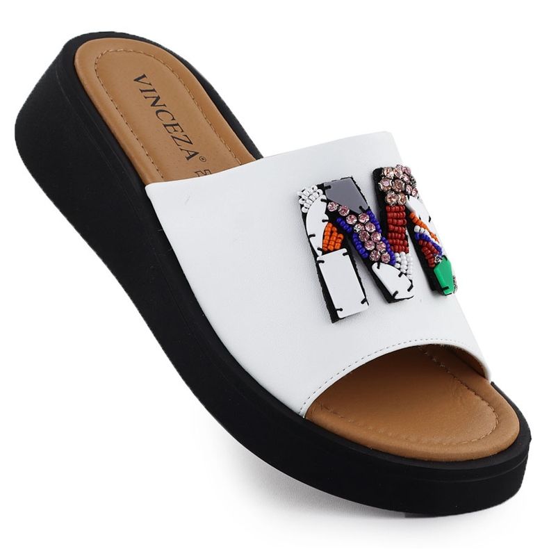 Naisten valkoiset tossut Vinceza 66623 valkoinen