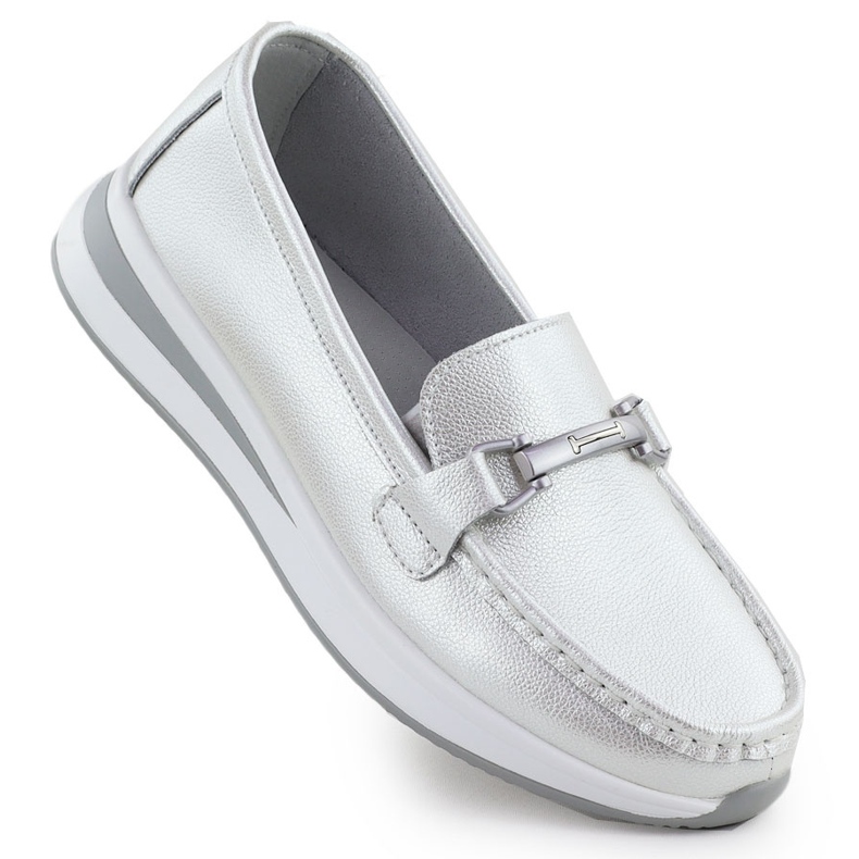 S.Barski Nahka Mocasin -kengät helmi-alustalla Białe S. Barski Gr51-598 valkoinen